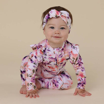 Snuggle Hunny - Blushing Beauty Organic Snugglesuit Convertible Romper with Frill