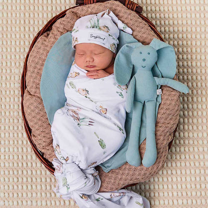 Snuggle Hunny - Duck Pond Organic Jersey Wrap & Beanie Set
