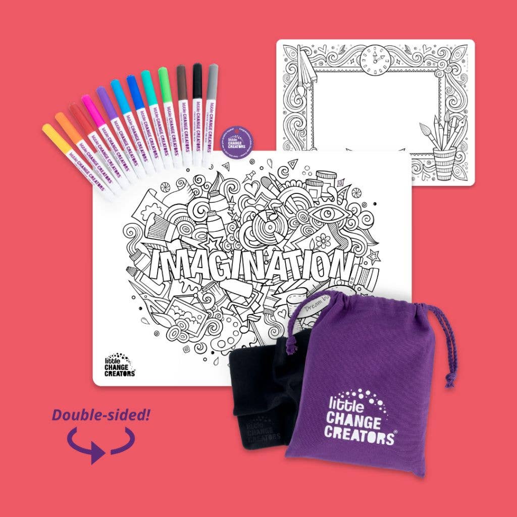 Little Change Creators - IMAGINATION | Reusable Double-sided Colour + Draw Doodle Mat