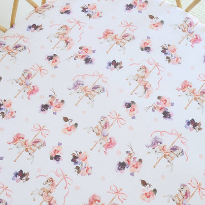 Snuggle Hunny - Carousel Organic Bassinet Sheet / Change Pad Cover