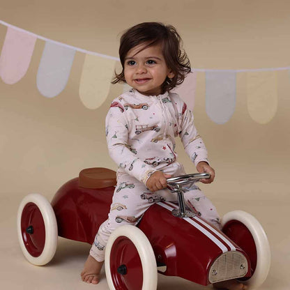 Snuggle Hunny - Vintage Cars Organic Snugglesuit Convertible Romper