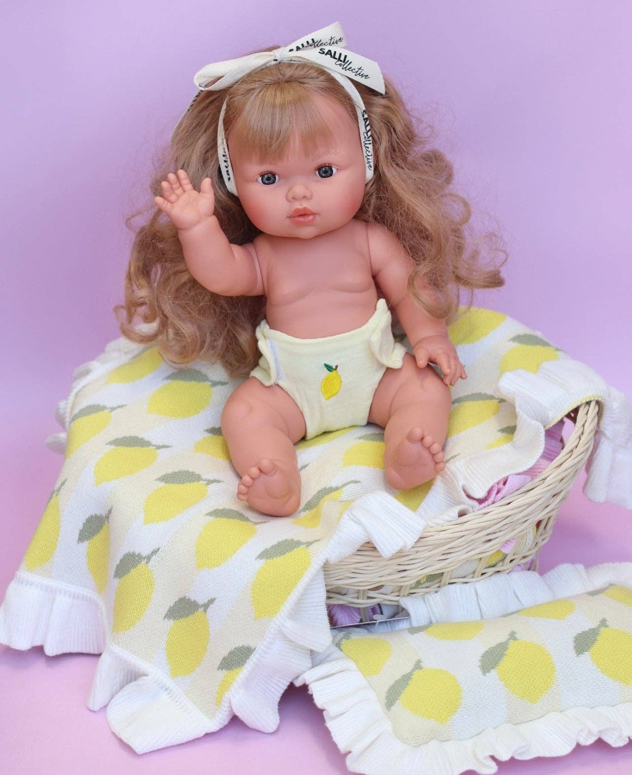 SALLI COLLECTIVE - Freshly squeezed frilled doll Blanket + Pillow set