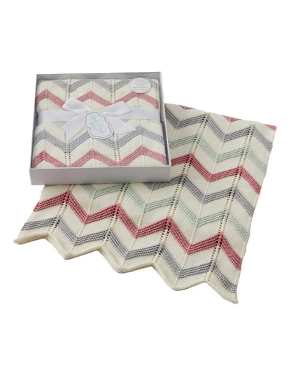 Jiggle & Giggle - Blush Zig-Zag Knit Blanket