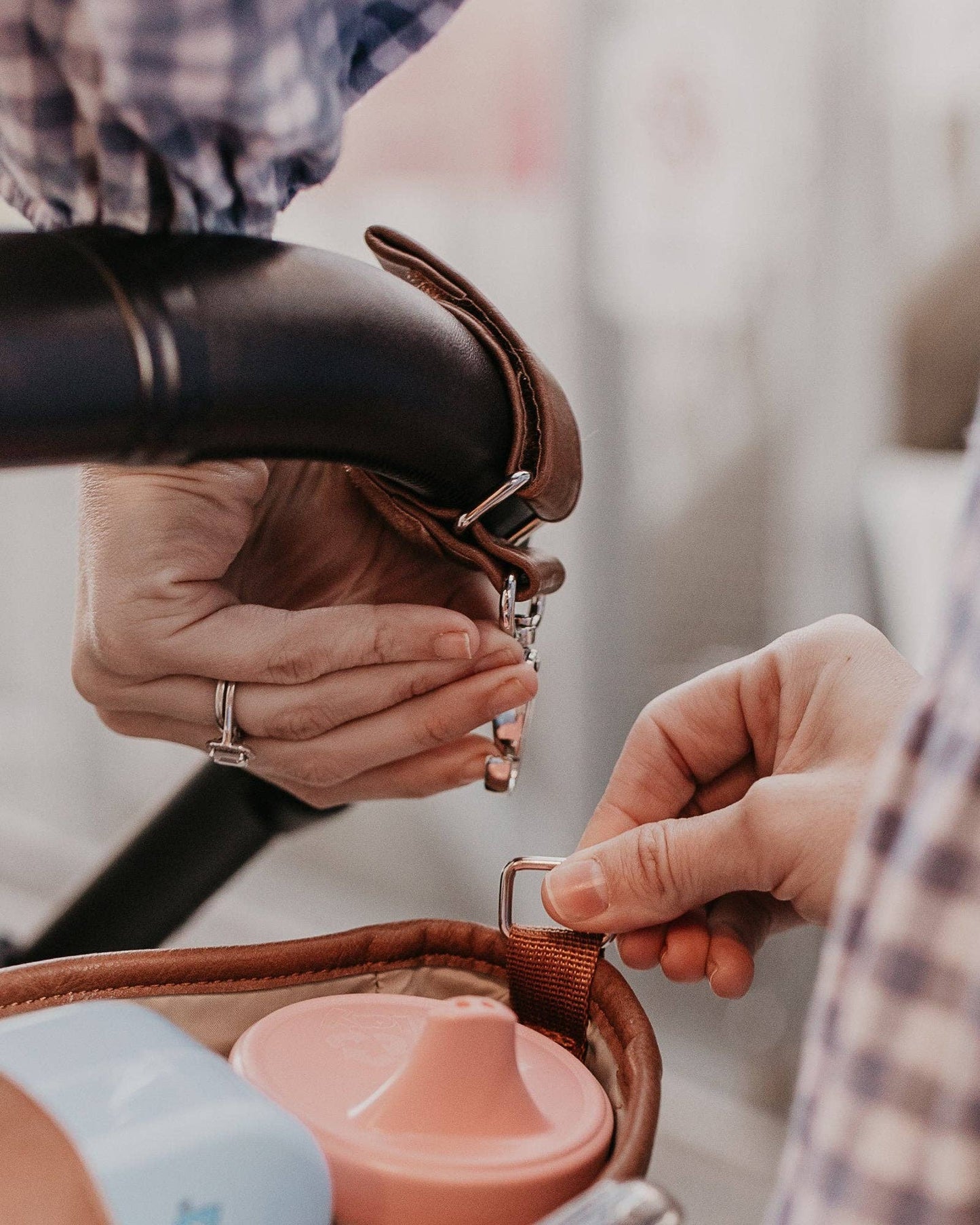 OiOi - Signature Pram Caddy - Tan Vegan Leather