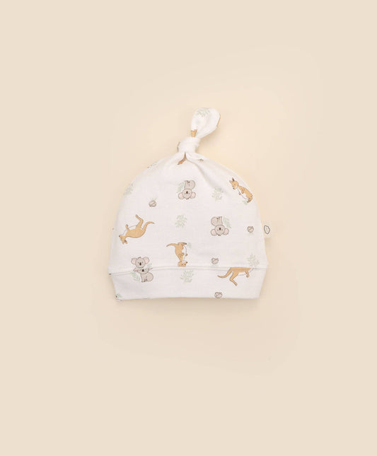 Lūmmi in Colour Babywear - Organic Cotton Baby Beanie - Kangaroo & Koala