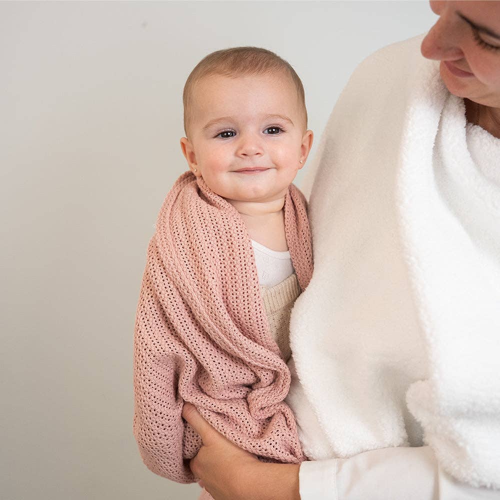 Living Textiles - Bassinet Cotton Cellular Blanket - Dusty Pink