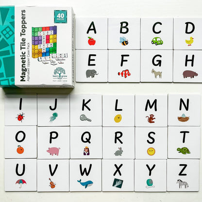 Learn and Grow Toys - Learn & Grow Magnetic Tile Topper - Alphabet Upper Case Pack