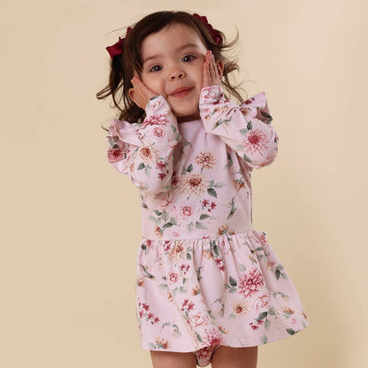 Snuggle Hunny - Birds & Blooms Long Sleeve Organic Dress