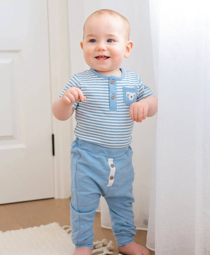 Lūmmi in Colour Babywear - Organic Cotton Button Pants - Sky Blue
