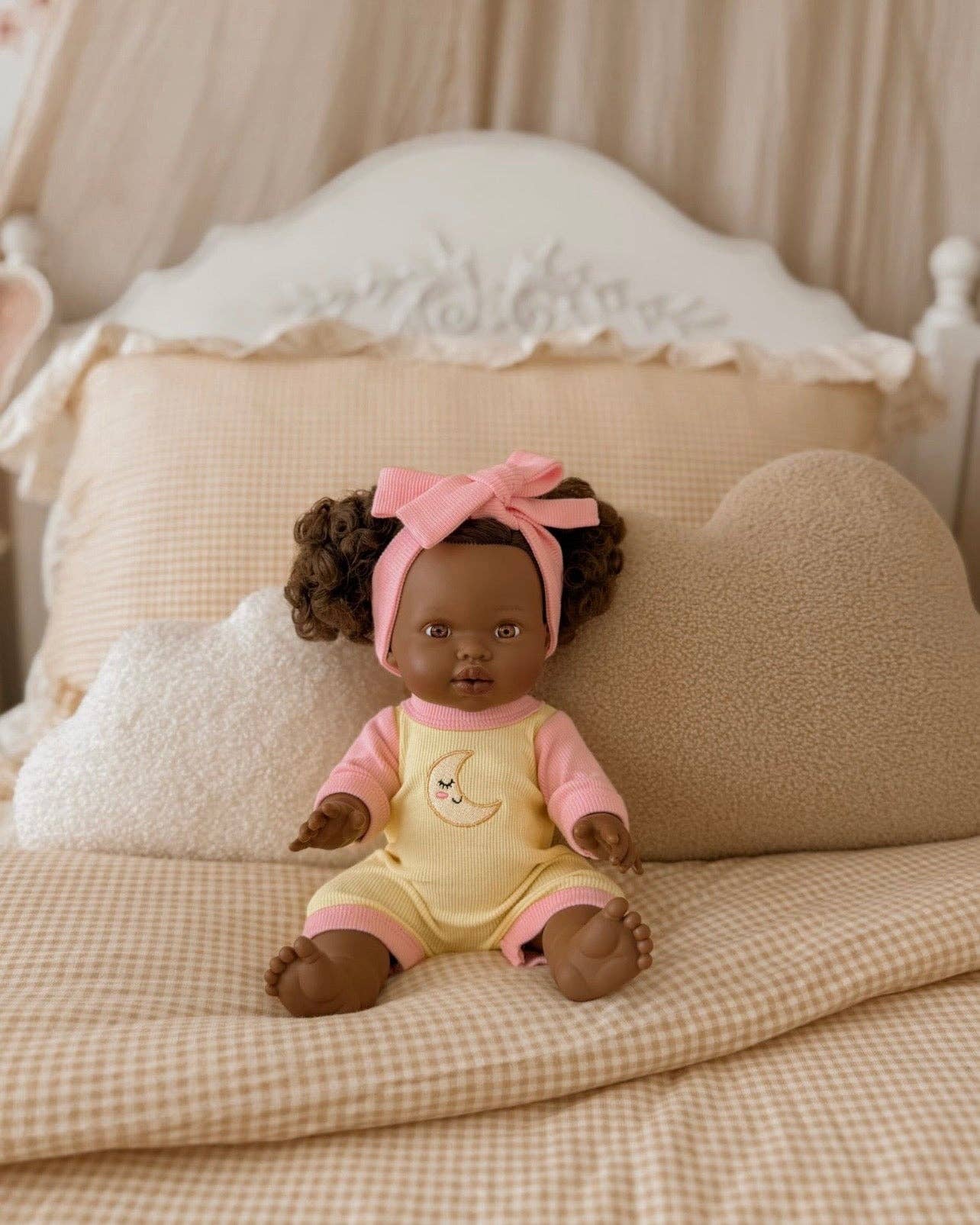 SALLI COLLECTIVE - Doll Moonbeam Romper + Bow set - Fits 34-38cm Minikane Gordis, Mini Colettos, Llorens dolls