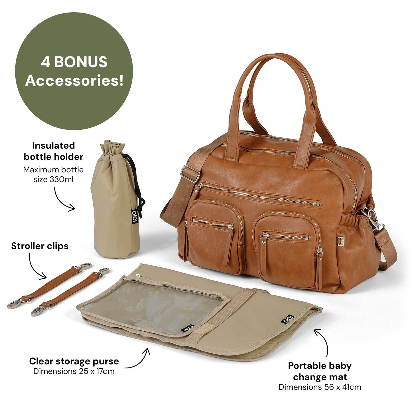 OiOi - Carry All Nappy Bag - Tan Vegan Leather