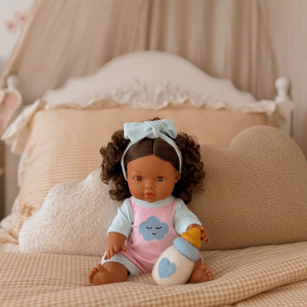 SALLI COLLECTIVE - Dolls Sweet Dreams cloud Romper + Bow set Fits 34-38cm