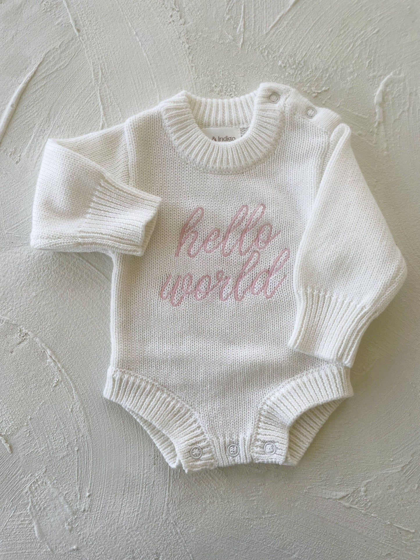 Elke & Indigo - Hello World L/S Romper - White/Pink