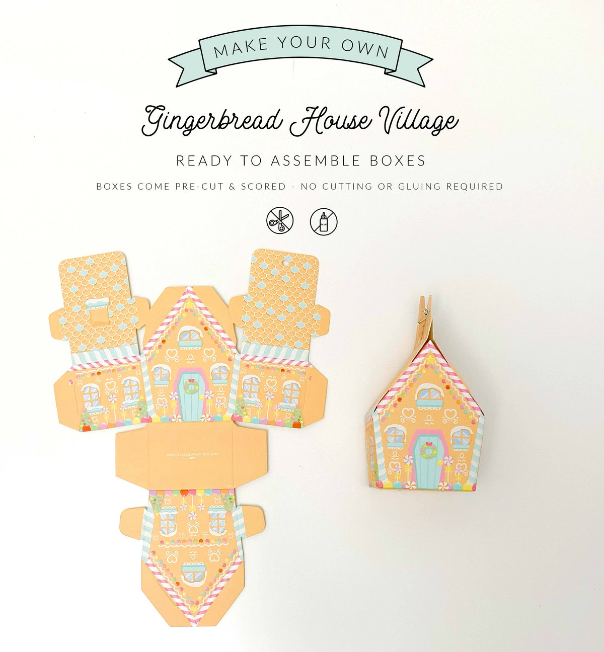 Black Bow Studio - Gingerbread House Village Christmas Advent Calendar