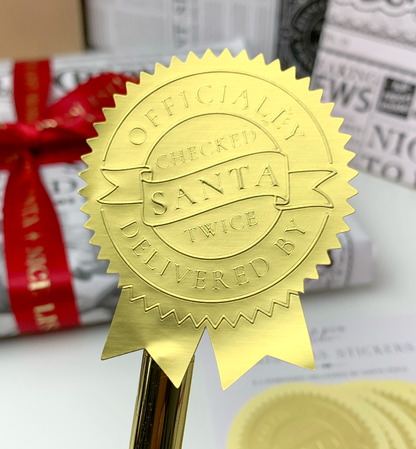 Black Bow Studio - Delivered By Santa Christmas Embossed Rosette Stickers
