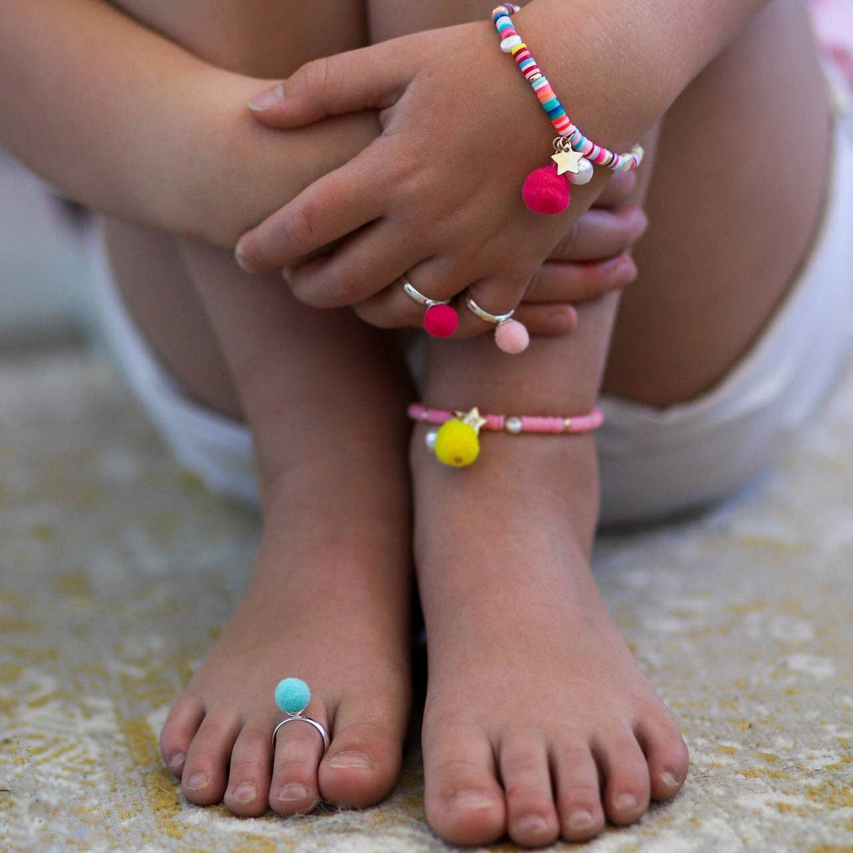 Lauren Hinkley Australia - Rainbow Bracelet with Pom Pom and Pearl