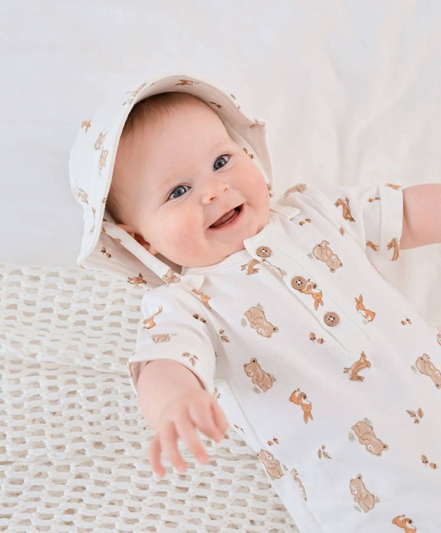 Lūmmi in Colour Babywear - Organic Cotton Bucket Sun Hat - Bear & Bunny