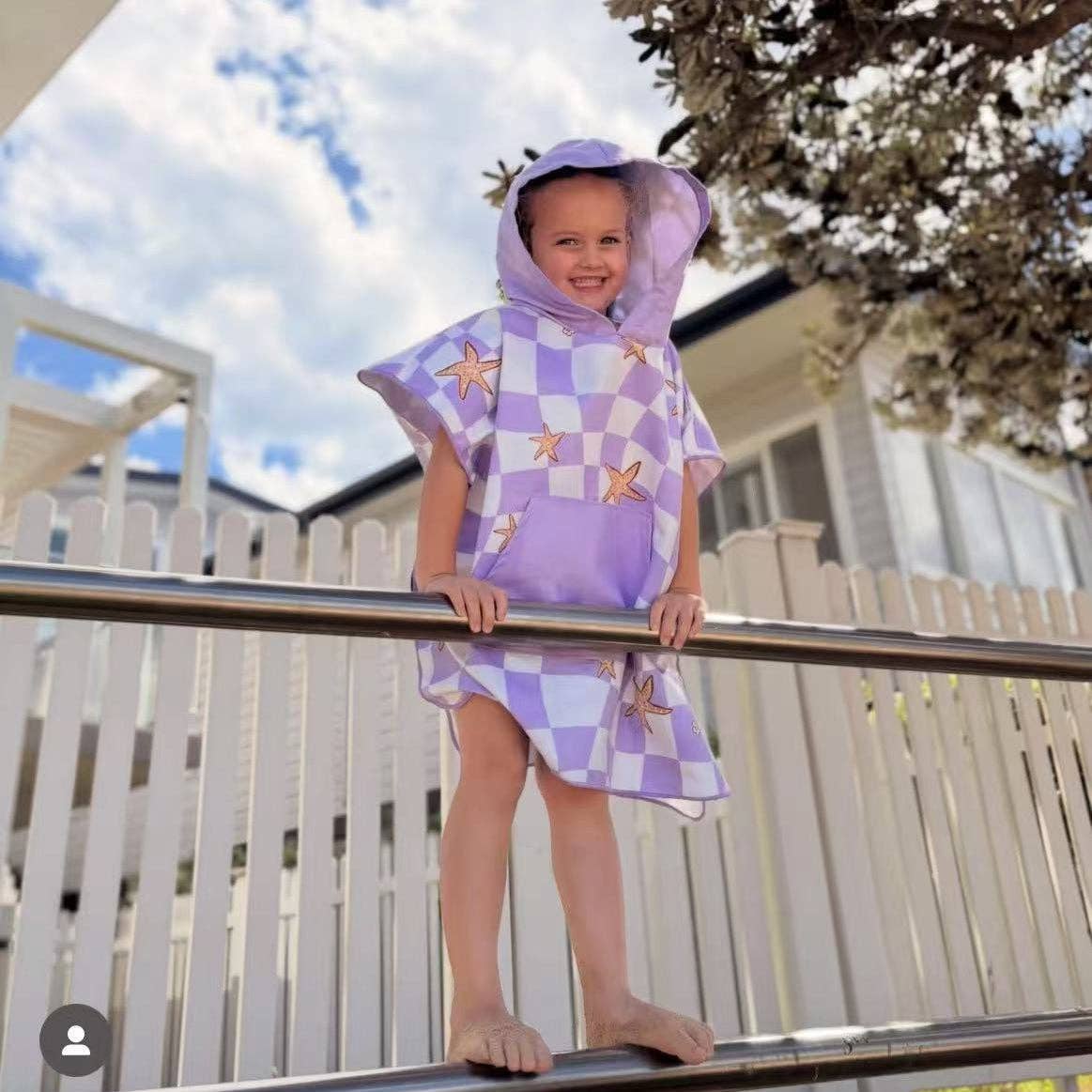 LESIMO - Sand Free Kids Hooded Towel - Star Fish