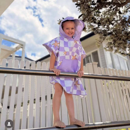 LESIMO - Sand Free Kids Hooded Towel - Star Fish