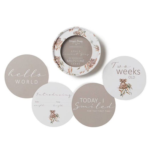 Snuggle Hunny - Koala & Gumnut Grey Reversible Milestone Cards