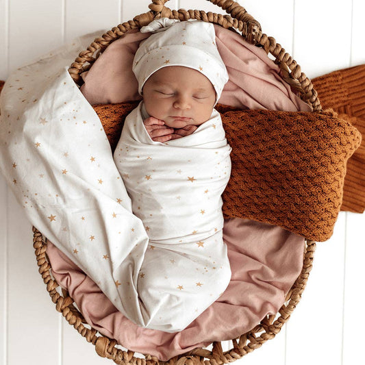 Snuggle Hunny - Stardust Organic Jersey Wrap & Beanie Set