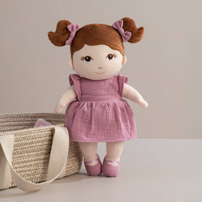 Living Textiles - 100% Cotton Rope Doll Moses Basket - Blush
