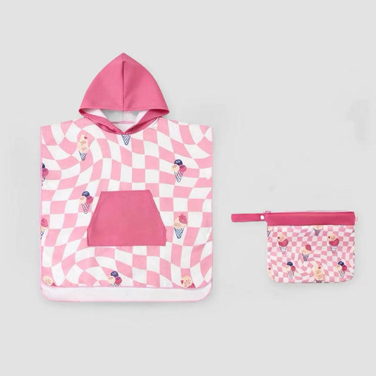 LESIMO - Sand Free Kids Hooded Towel - Ice Cream