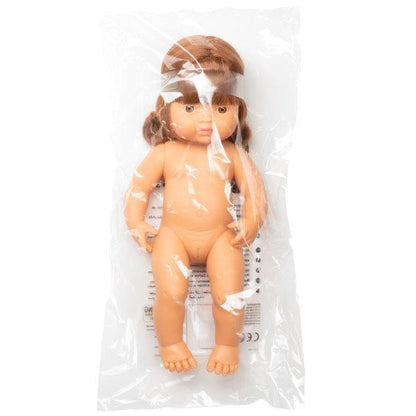 Miniland 38cm red haired girl doll polybag packaging