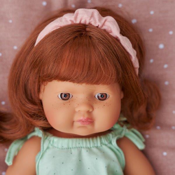 Miniland 38cm red haired girl doll in play setting