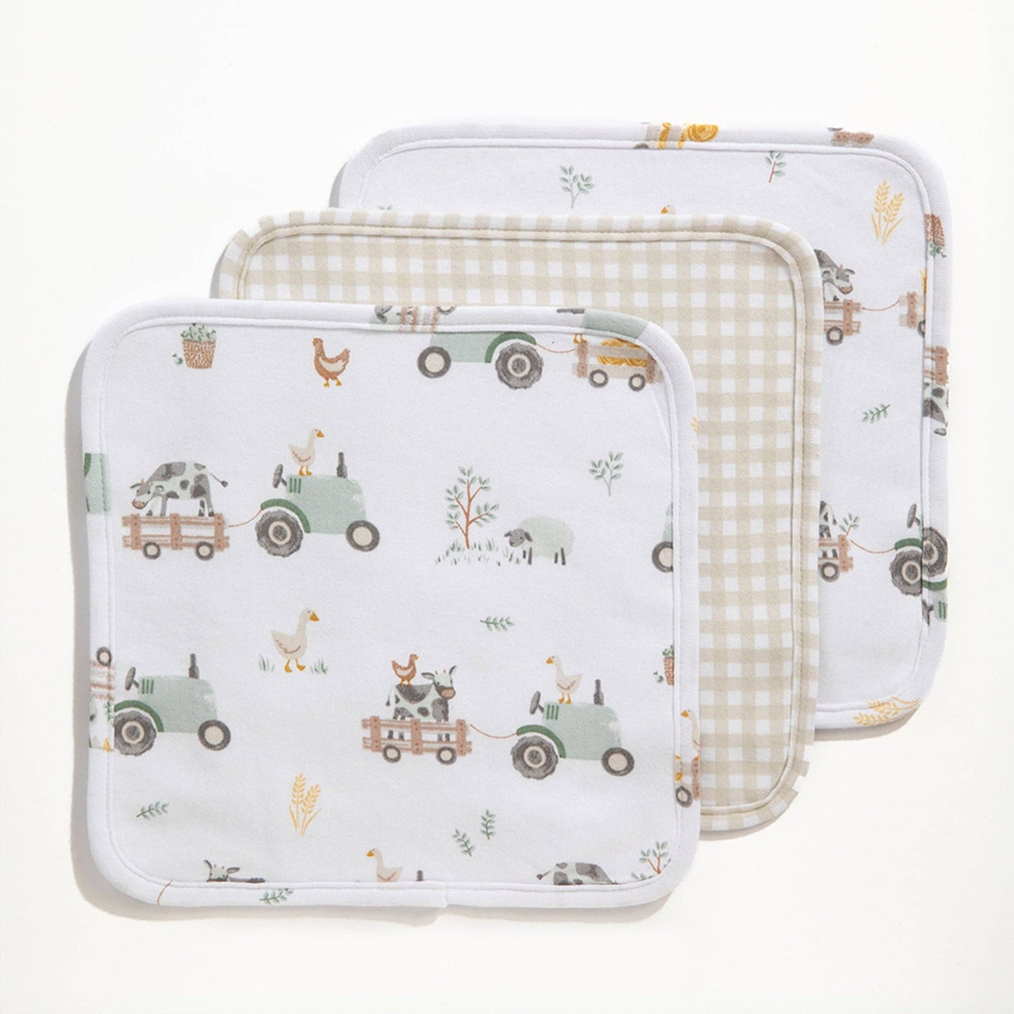 Living Textiles - 3 Pack Wash Cloths  - Tractor Ride