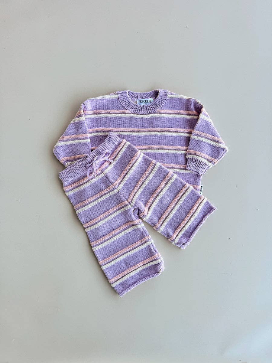 FRECKLES the label - Raised Stripe Knit SET  | Aster/Sweetpea/Snow