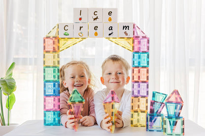 Learn and Grow Toys - Learn & Grow Magnetic Tiles - Pastel Builders Pack (112 Pc)