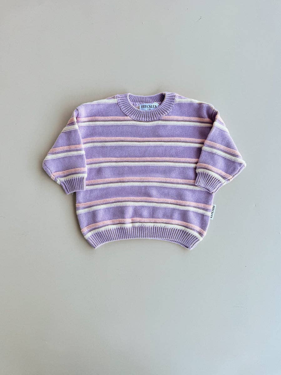 FRECKLES the label - Raised Stripe Knit SET  | Aster/Sweetpea/Snow