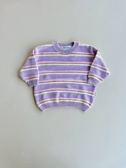 FRECKLES the label - Raised Stripe Knit SET  | Aster/Sweetpea/Snow