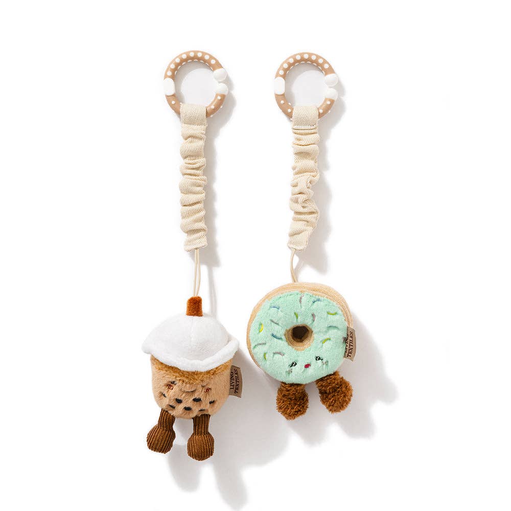 Living Textiles - 2 Pack Mini Market Brunch Stroller Toys - Boba Tea & Donut