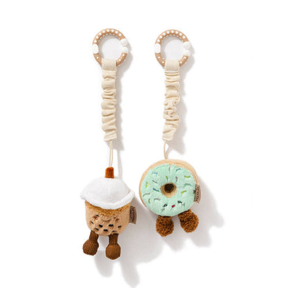 Living Textiles - 2 Pack Mini Market Brunch Stroller Toys - Boba Tea & Donut