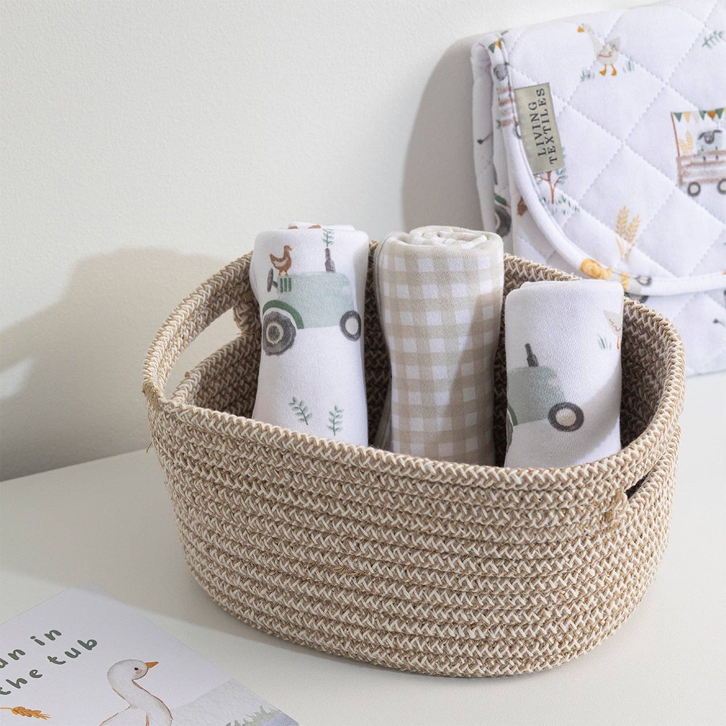 Living Textiles - 3 Pack Wash Cloths  - Tractor Ride