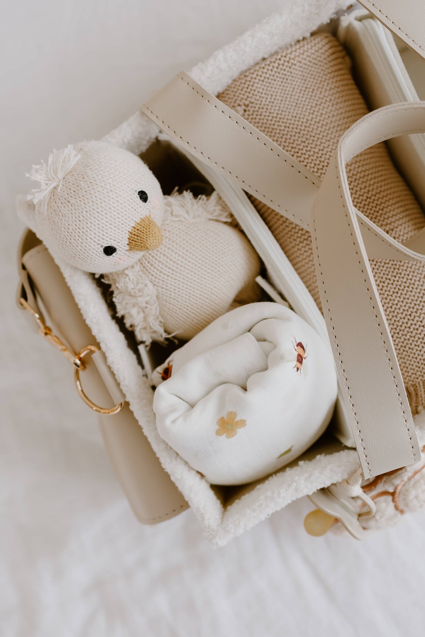 The Beige Collective - Teddy Boucle Nappy Caddy | Cream