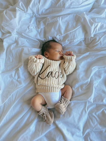 Petite + Co - CUFF NEWBORN LACE BOOTIES - TEDDY BROWN