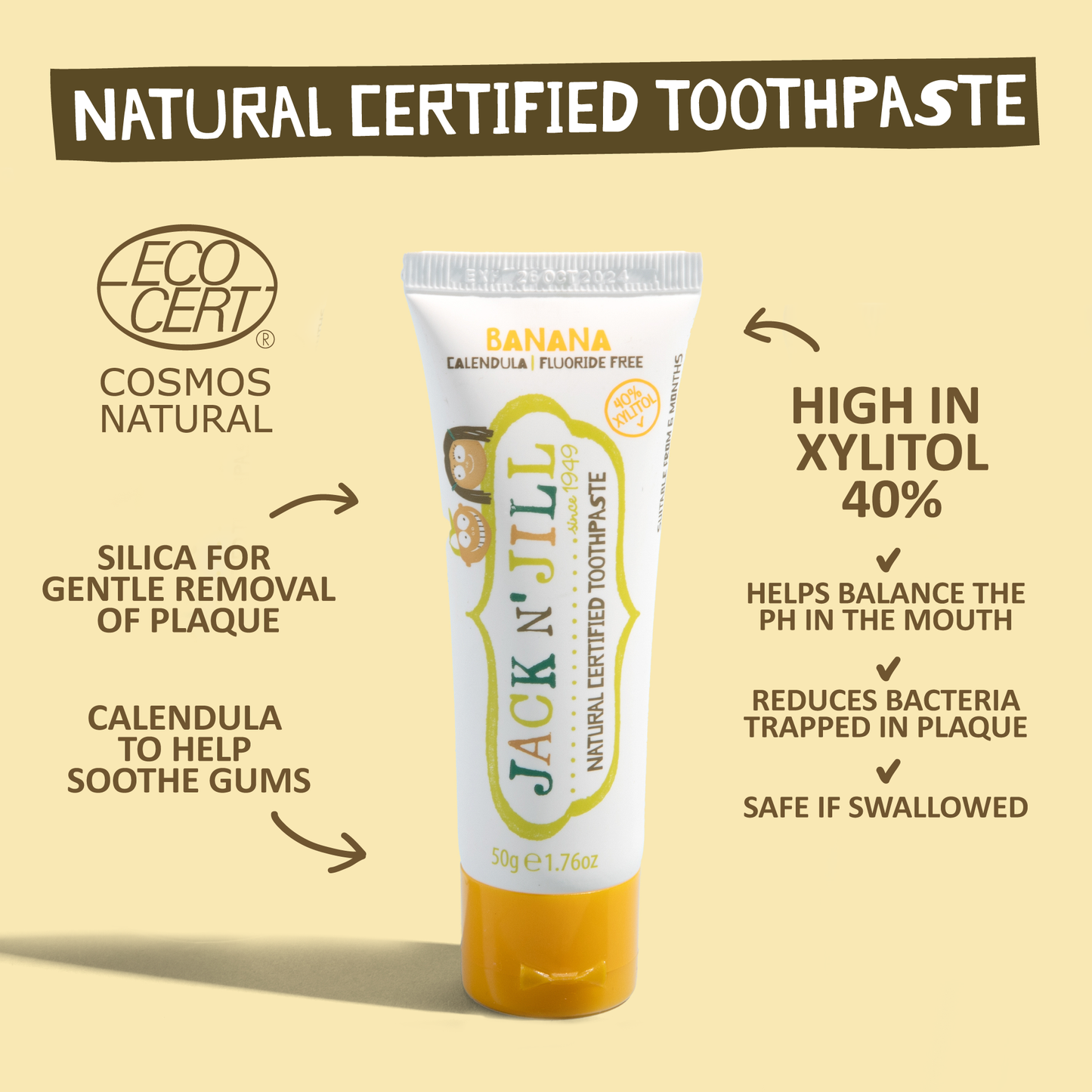 Jack N' Jill Kids - Tooth Buddy Pack-Natural Toothpaste Banana + Kids Toothbrush