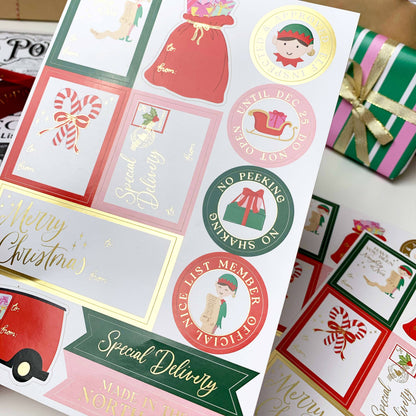 Black Bow Studio - Christmas Gift Tag Sticker Sheets - Set of 36 Sticker
