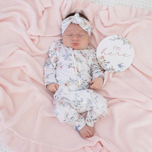 Snuggle Hunny - Sweet Swallows Organic Snugglesuit Convertible Romper