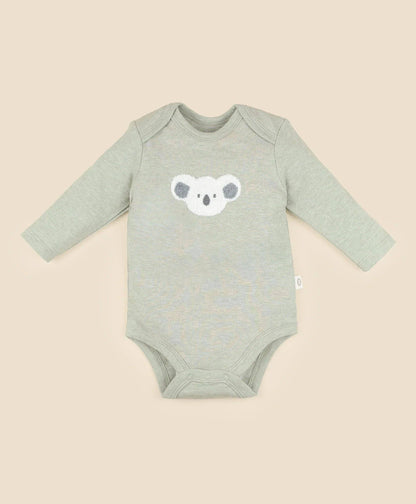 Lūmmi in Colour Babywear - Organic Cotton Long Sleeve Bodysuit - Chenille Koala Bear