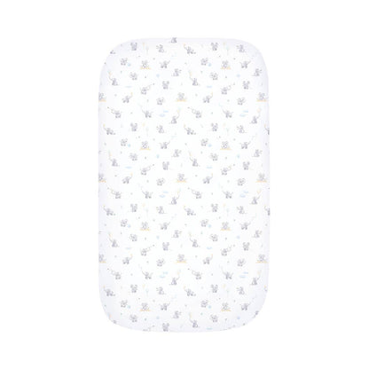 Living Textiles - Organic Port-a-Cot Fitted Sheet - Elephant Playtime