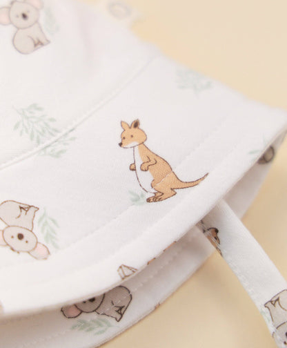 Lūmmi in Colour Babywear - Organic Cotton Sun Hat - Kangaroo & Koala