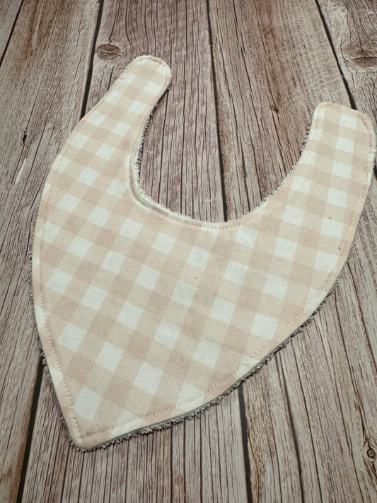 Finished with a Kiss - Baby Bib - Dribble Bib - Baby Pink Gingham