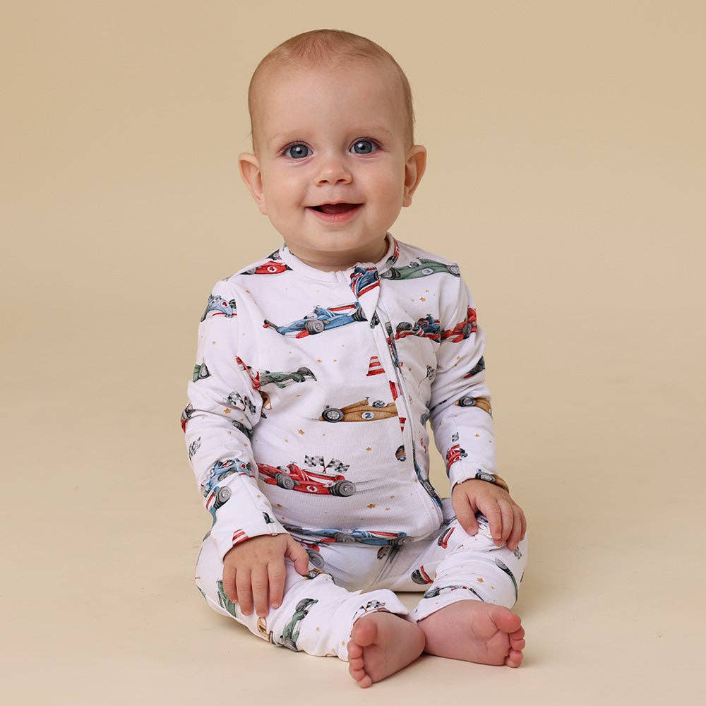 Snuggle Hunny - Little Racers Organic Snugglesuit Convertible Romper