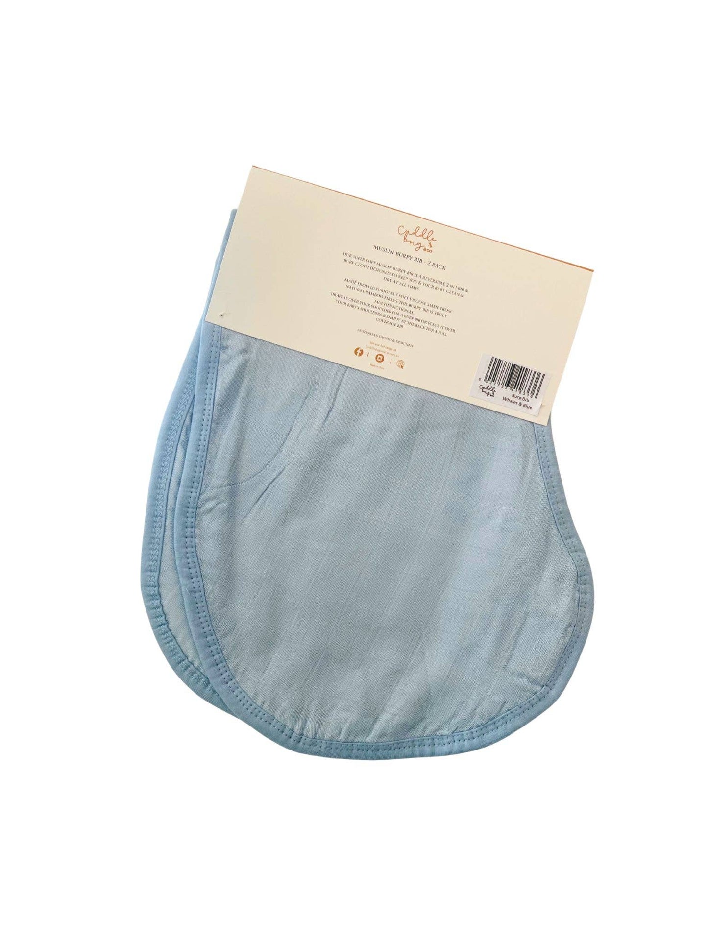 Cuddle Bug & Co - Burp Bib 2pk Whales & Blue
