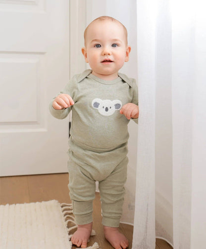 Lūmmi in Colour Babywear - Organic Cotton Long Sleeve Bodysuit - Chenille Koala Bear