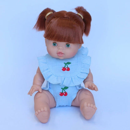 SALLI COLLECTIVE - Cherry Frilled Bib & Diaper Doll Set 🍒